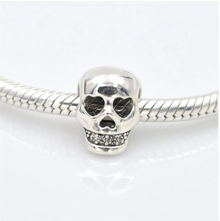 Шарм 2017 бусина серебряного цвета подвеска в виде черепа проложить cz berloque