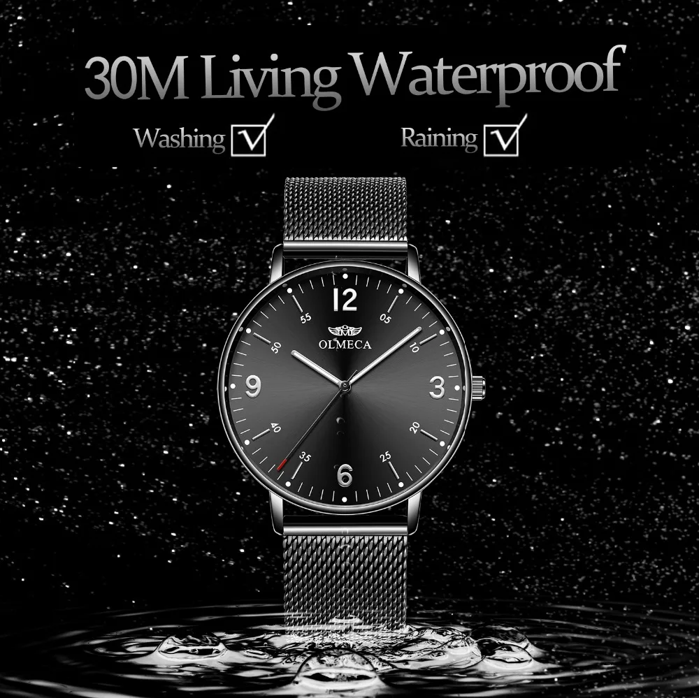 Часы OLMECA роскошные часы Reloj Hombre мужские водонепроницаемые хронограф светящийся