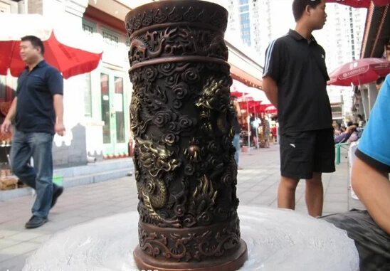 

song voge gem S0241 Regius Pure Red Bronze Refined Nine Dragon pencil vase