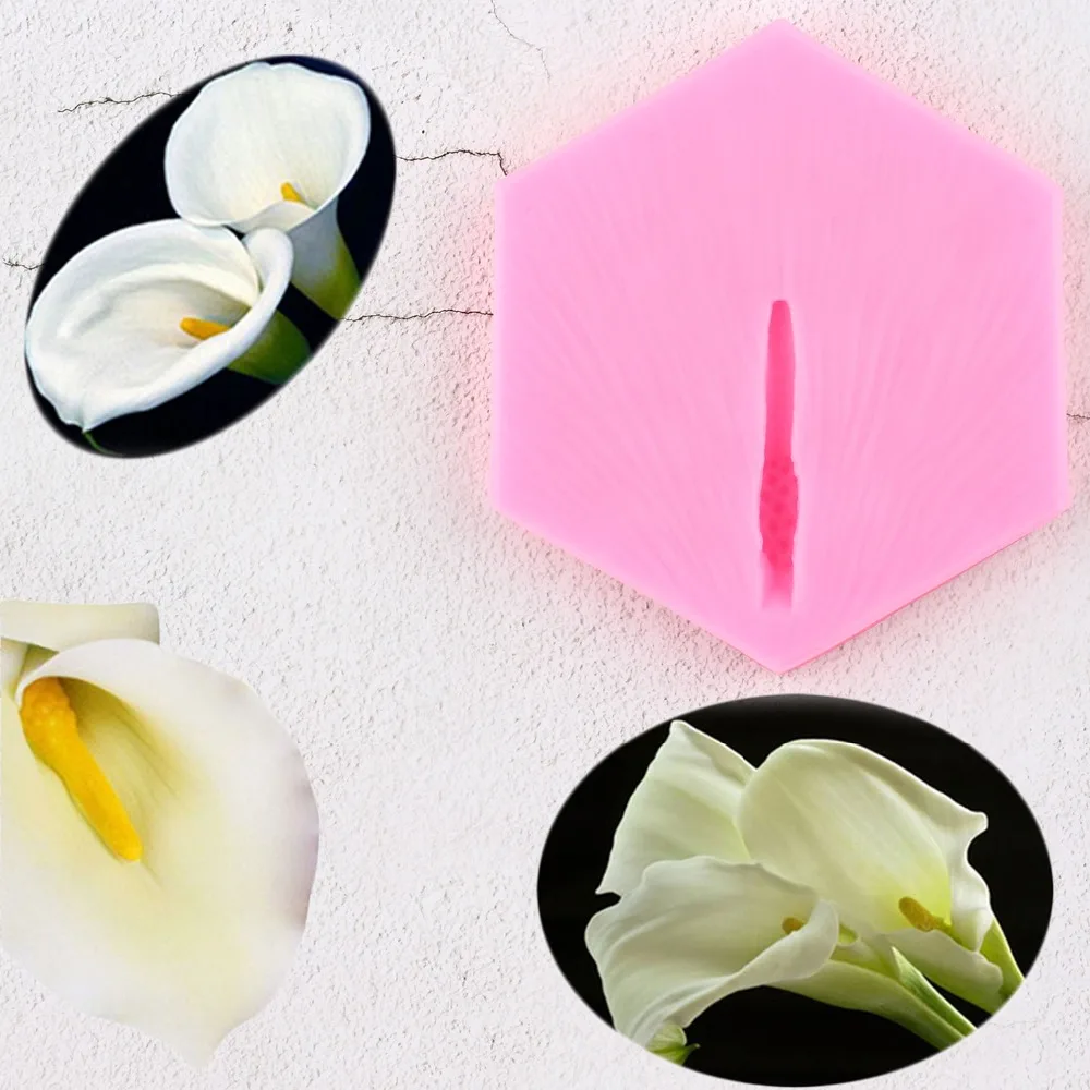 Calla Lily Сердце Силиконовые формы ручной работы помадка для кекса формы для украшения торта инструменты Конфеты Форма для шоколада формы для мастики