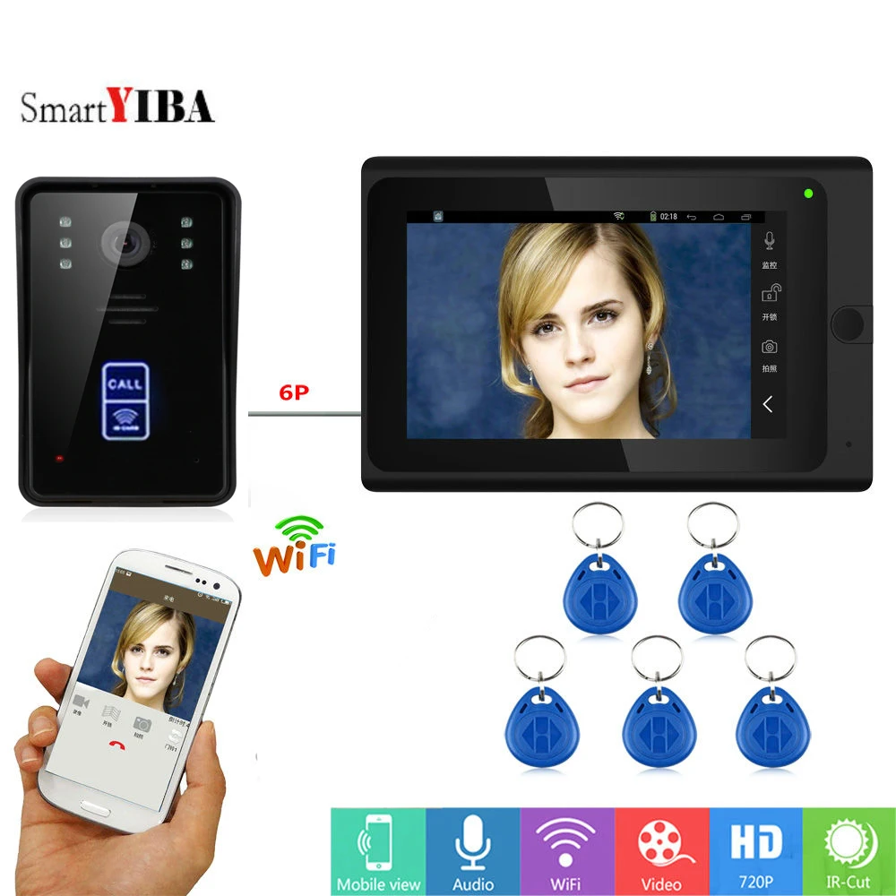 SmartYIBA WI-FI Беспроводной видео Визуальный дверной звонок Домофон Камера Системы с 7