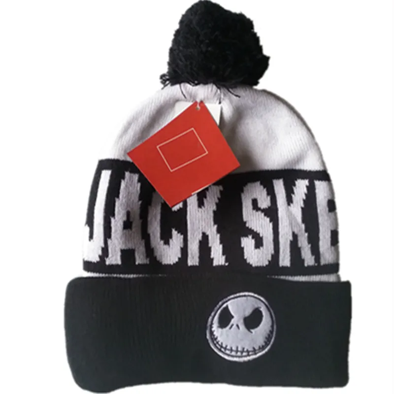Хлопковые вязаные шапки с черепами Jack Skellington для детей и взрослых зимние плюшевые
