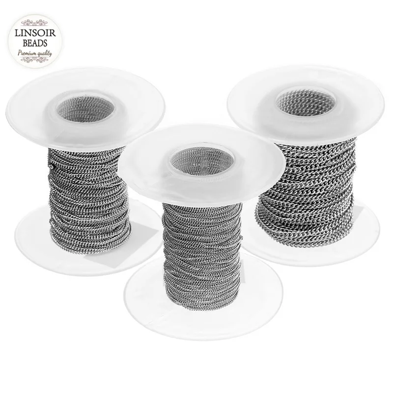 

10 Yard/lot 316L Stainless Steel Chain Bulk Silver Tone Width 1mm 1.5mm 2mm 2.5mm 3mm Link Chain for DIY Necklace Jewelry Making