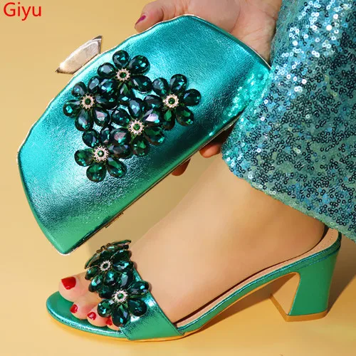 doershow fashion lady Shoes and Bag Set Italy gold Color Italian with Matching Decorated Rhineston!HBE1-2 | Обувь
