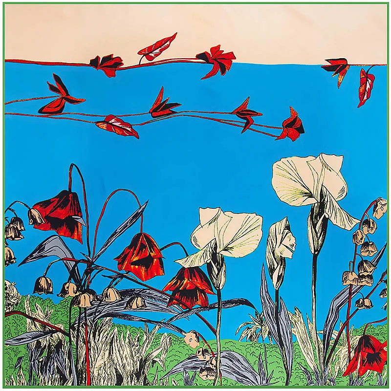 Саржевый шелковый шарф 2017 роскошный брендовый цветочный мусульманский платок 130