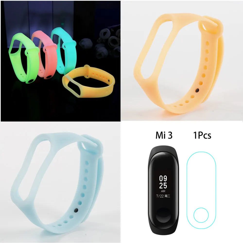 Светящийся силиконовый ремешок для Miband 3 регулируемый сменный браслета Xiaomi Mi |