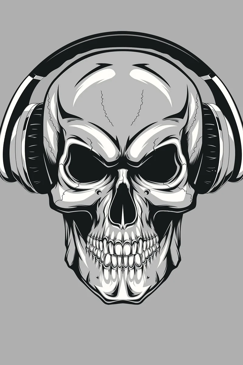 

custom print fabric poster (frame available) minimalism art skull with headphones PMC708 for wall art room decor home decoration