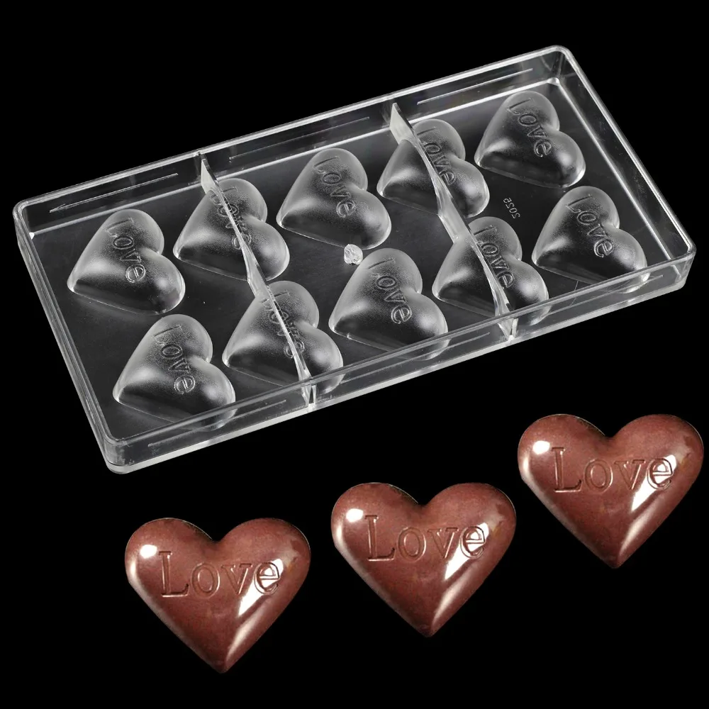 Прозрачные поликарбонатные шоколадные формы 3D love инструменты для украшения