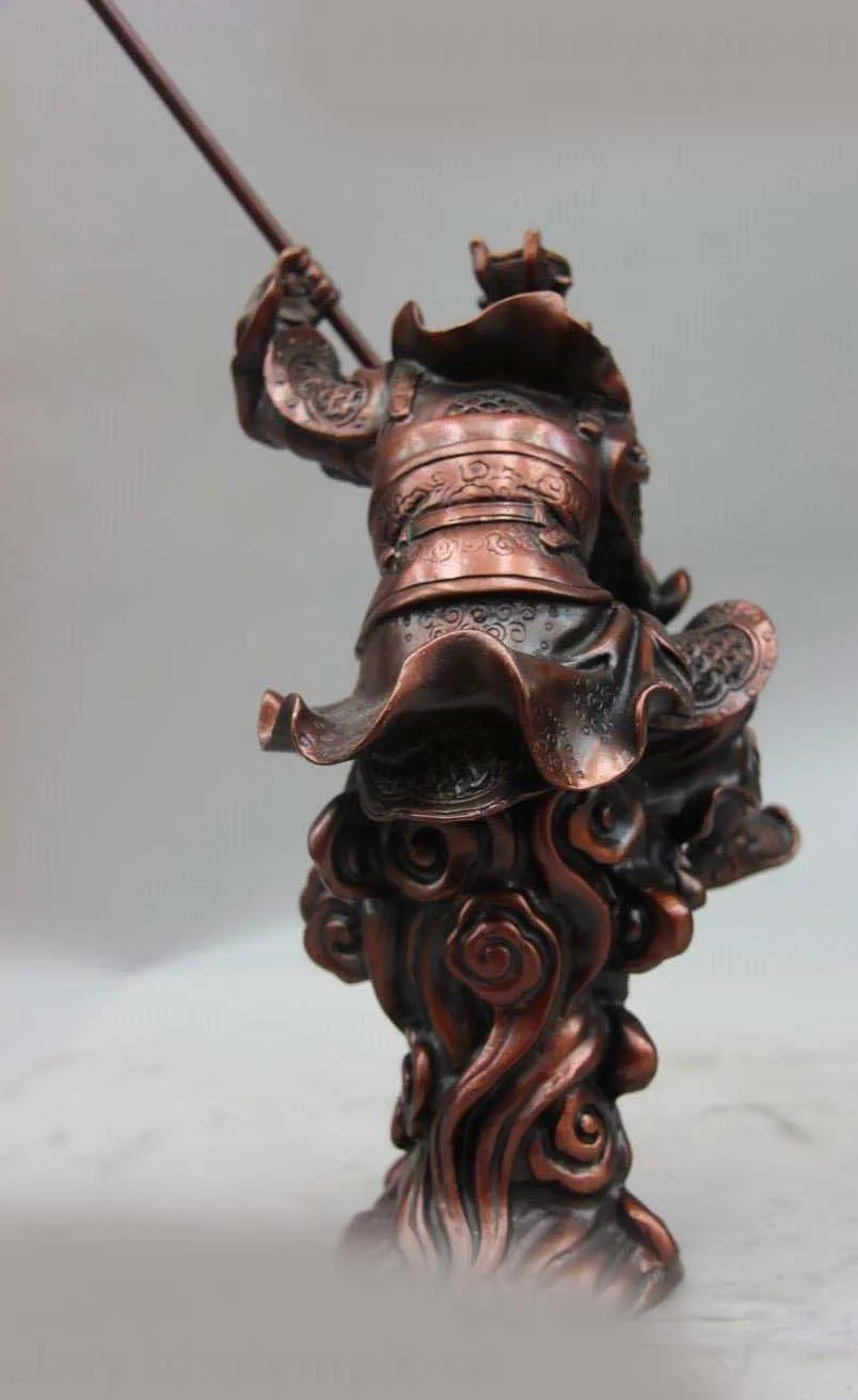 9 &quotКитай Красный Медь Бронза буддизм Sunwukong Король Обезьян Бог Статуя Будды (D0426) |