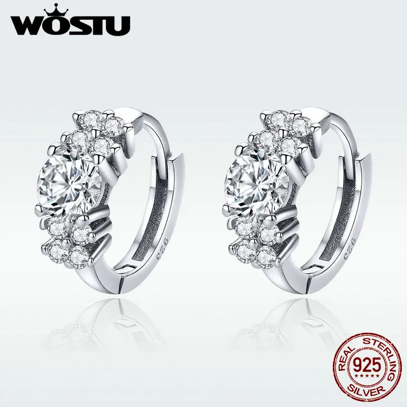 WOSTU, Новое поступление, 925 пробы серебряные сережки, блестящие лепестки, серьги-кольца для женщин, для помолвки, свадьбы, элегантные ювелирные изделия, DXE485