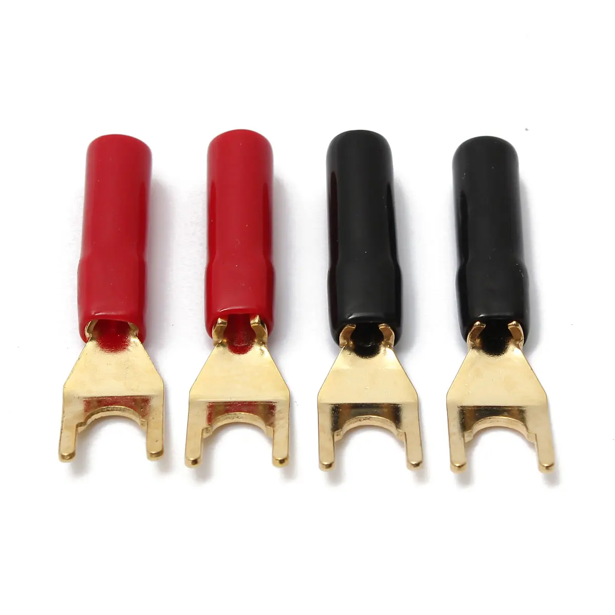 4Pcs/Set Gold Plated Tuning Fork Banana Plug Y style Spade Solderless Speaker Cable Power Terminals Connectors|Соединители| |