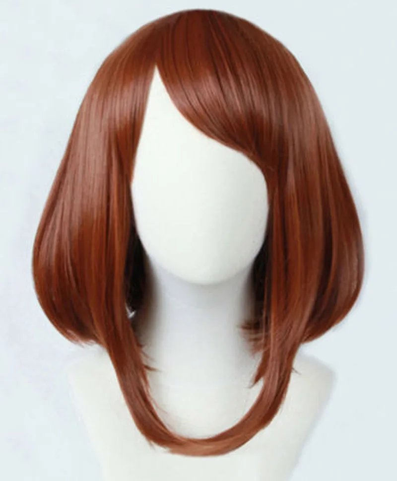 

My Hero Academia Boku no Hiro Akademia Uraraka Ochako Wigs Heat Resistant Synthetic Hair Short Brown Bobo Cosplay Wig + Wig Cap