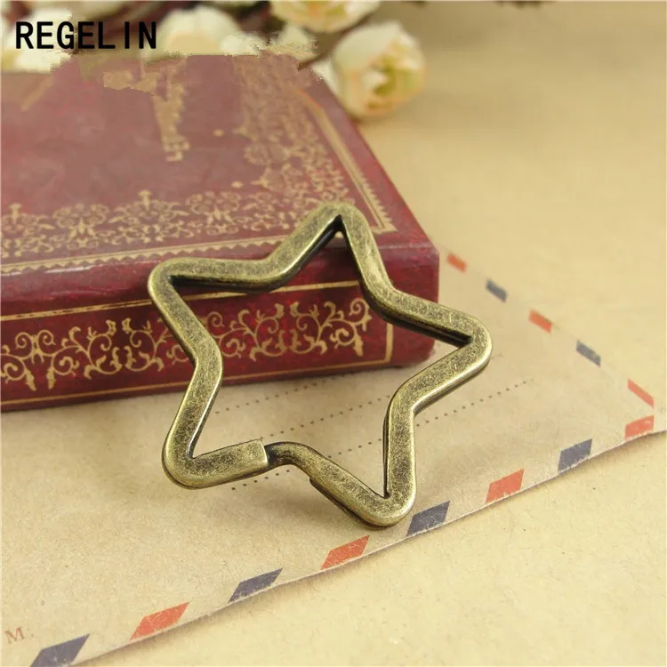 REGELIN 10 шт. античная бронза/родий форма пять звезд брелок для ключей фурнитура