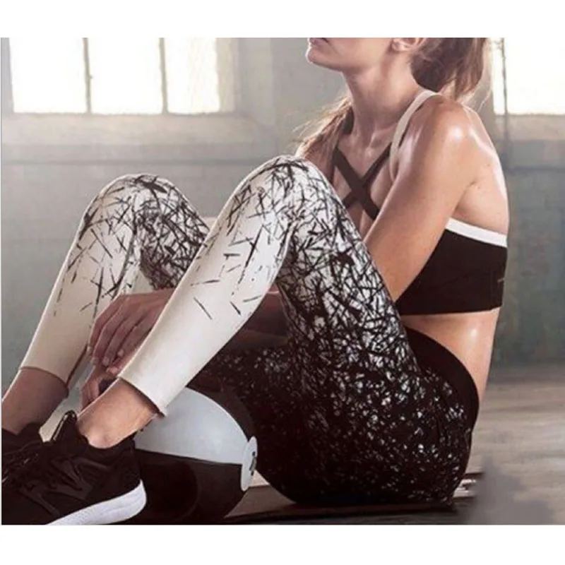 В китайском стиле с принтом Для женщин женские брюки для занятий йогой и спортом