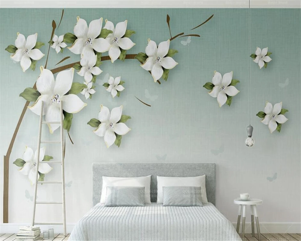 Обои на заказ 3d фрески свежий градиент тисненый Жасмин открытый papel де parede стерео