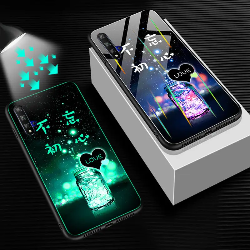 Светящийся чехол для телефона huawei Honor 20, чехол, светящаяся задняя крышка из закаленного стекла для huawei Honor 20 Pro, чехол, силиконовый чехол - Цвет: 4