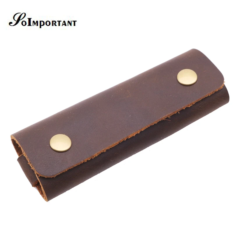 

Vintage Handmade Genuine Leather Housekeeper Men Women Key Wallets Male Keys Case Bag Pouch Crazy Horse Covers Key Organizer