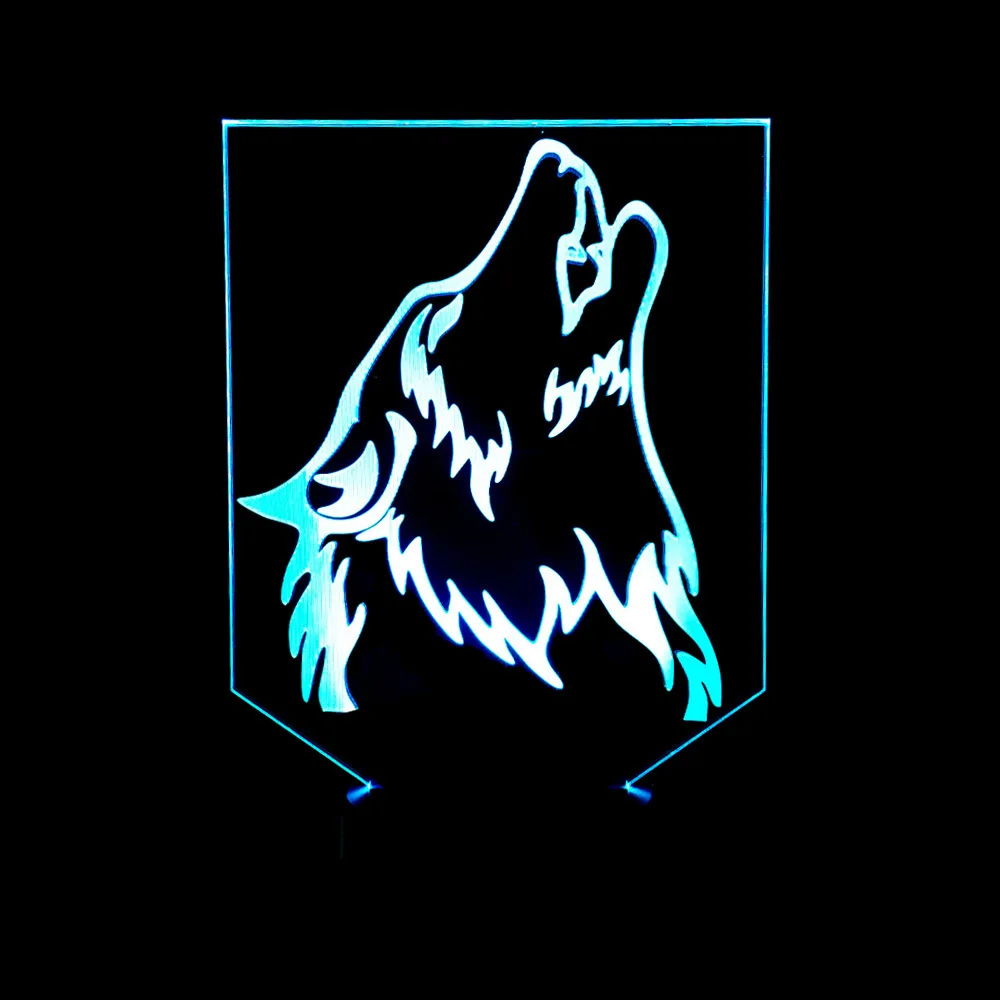 Новый цветной 3d ночной Светильник Wolf с сенсорным управлением Домашний