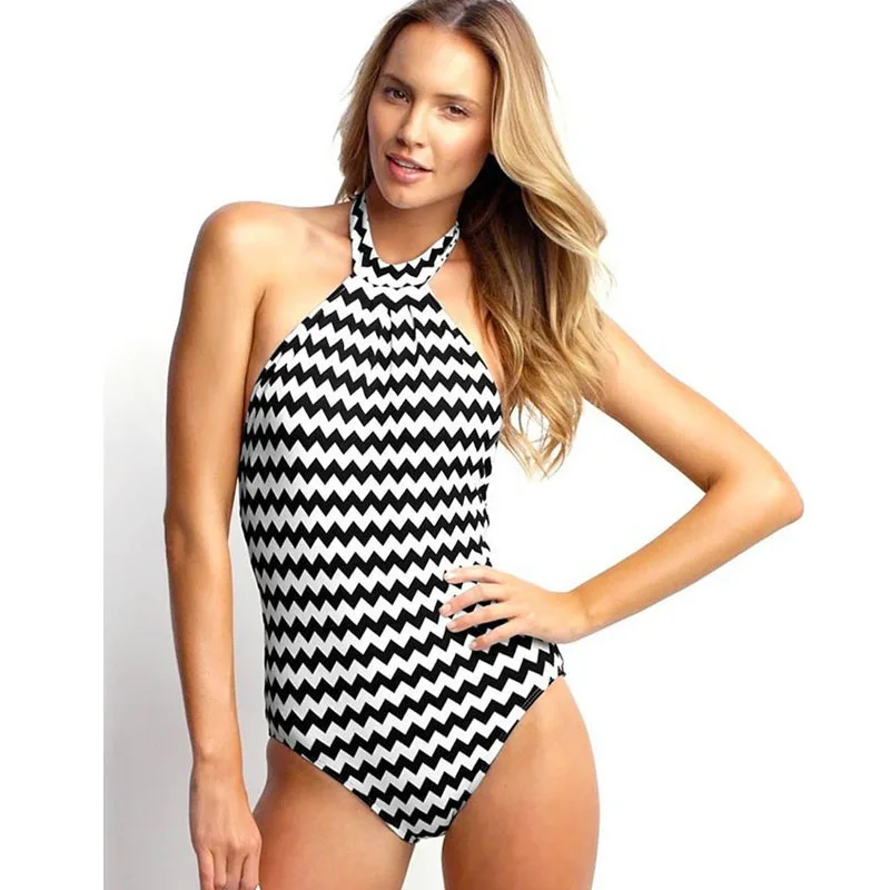 Купальные костюмы с полосками зебры цельные купальники для женщин спортивные