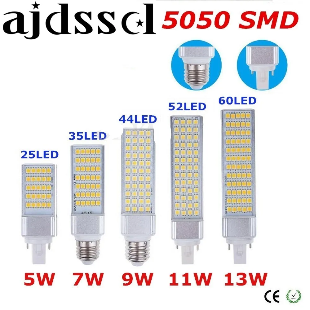 Светодиодная лампа кукуруза 5 Вт 7 9 11 13 15 E27 G24 лампочка светильник 5050 SMD Точечный 180