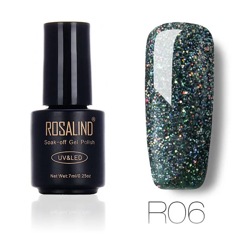 R06 ROSALIND 7 мл Лак для ногтей Радужный мерцающий блеск для ногтей УФ светодиодный маникюрный гель для ногтей полуперманентный замачивающийся Гель-лак - Цвет: R06