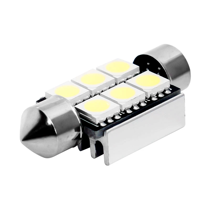 2шт 36 мм C5W 6 SMD 5050 светодиодный чистый белый CANBUS безошибочный автомобильный