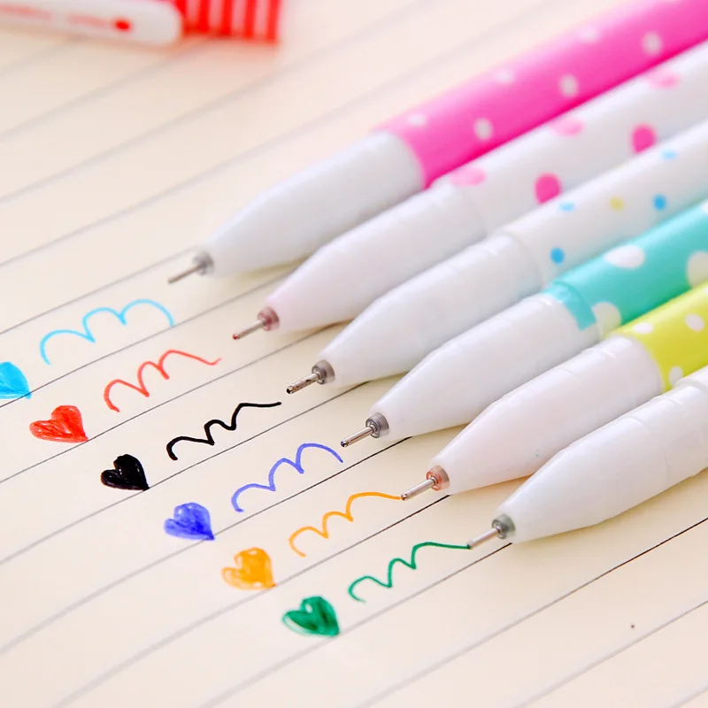 

X28 6pcs/lot Cute Polka Dots Floral Garden Gel Pen Kawaii Creative Gift School Office Supply Student Stationery 0.38mm