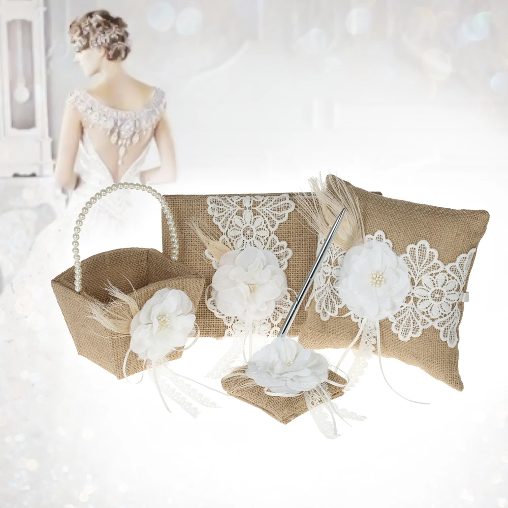 4 шт./компл. свадебное украшение корзина для девочек с цветами подушка колец 7x7