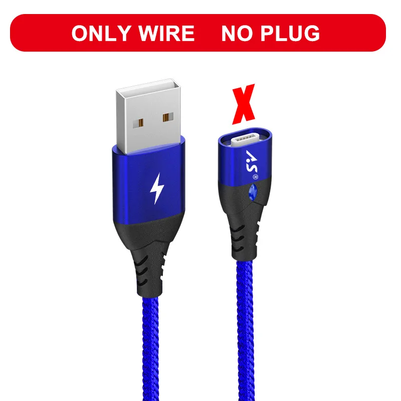 Магнитный кабель A.S, микро usb type C, супер быстрая зарядка для телефона, микро usb type-C, магнитное зарядное устройство usb c для iphone, huawei, xiaomi, для передачи данных - Цвет: Blue No Plug