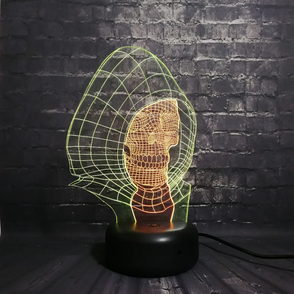 Новый Каратель Череп 3D лампа смешанный цвет многоцветный USB Led Ночник светильник