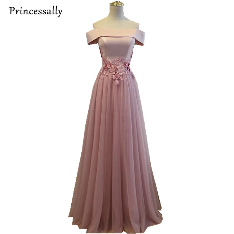 2017 новое вечернее платье пыльно розового цвета длиной в Пол атласное с вырезом