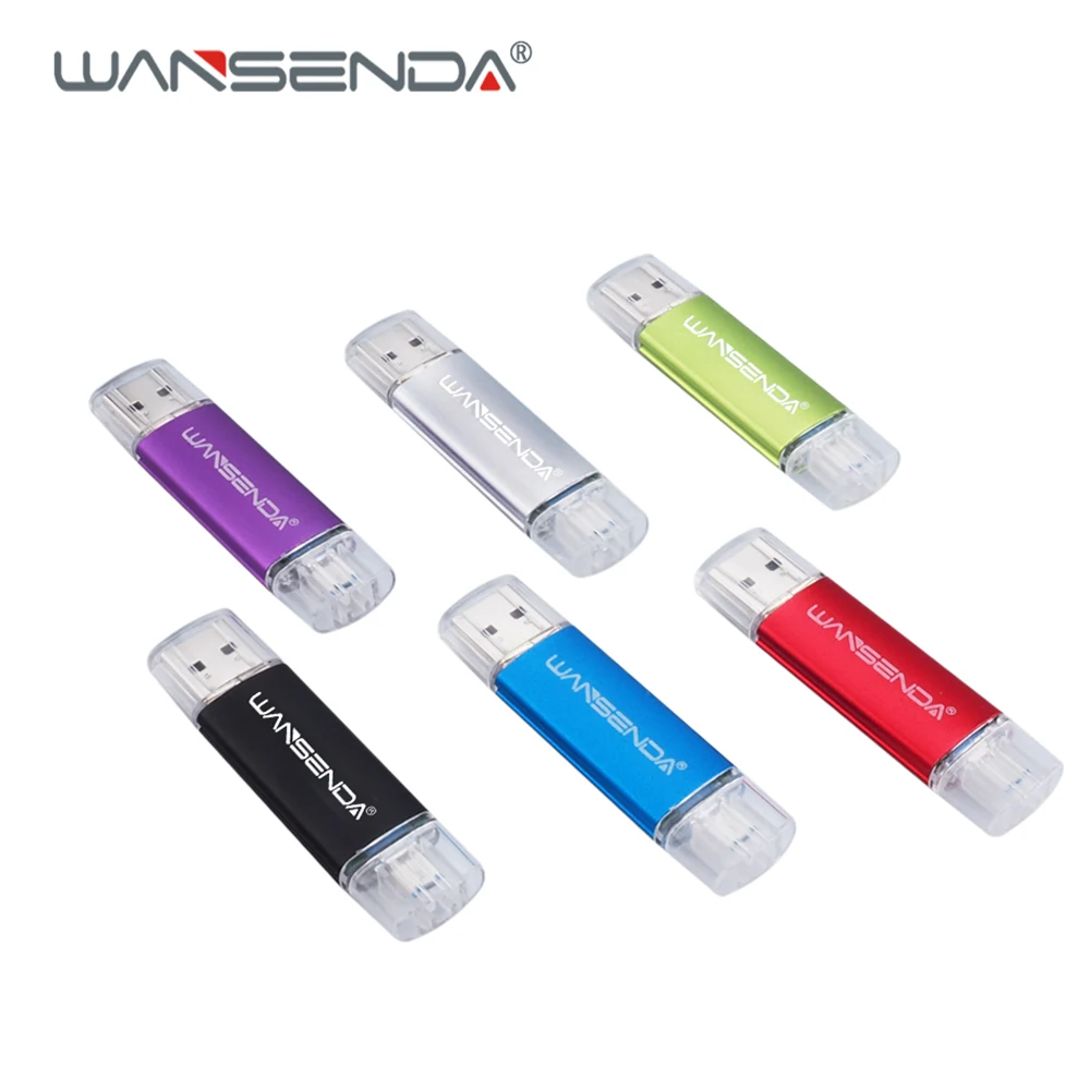WANSENDA OTG флеш-накопитель USB 3 0 64 ГБ и 128 Гб 32 GB 16 флешки 8 USB3.0 Pen Drive 2 в 1 Высокая