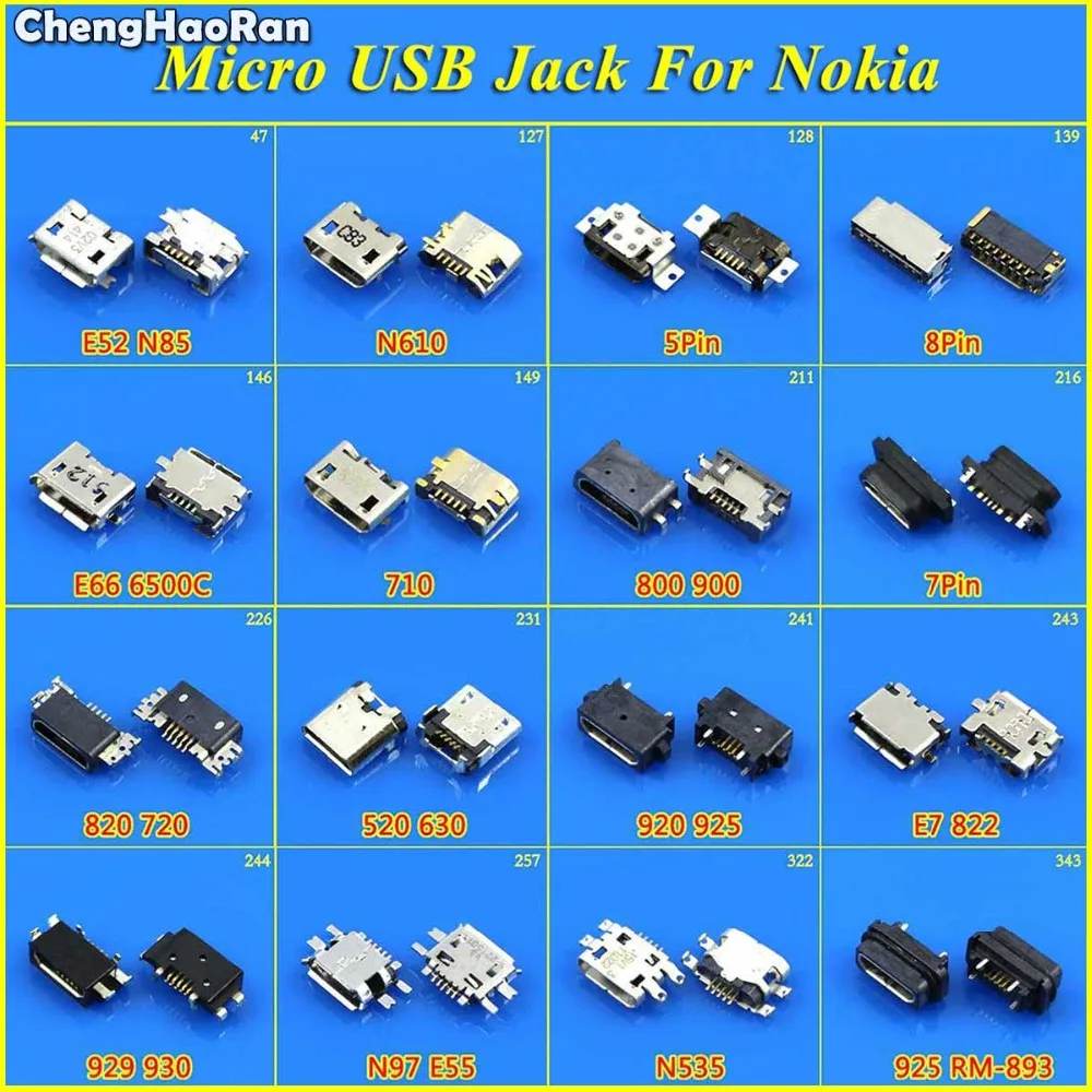 Micro USB разъем ChengHaoRan для док станции зарядный порт Nokia N97 N85 N610 N535 E66 E7 520 630 710 800 820 900