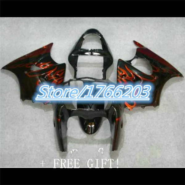 

fairings for Kawasaki ZX-6R 2000 2001 2002 red flames black fairing kit Ninja 636 ZX6R 00-02 aftermarket