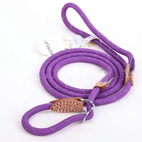 purple Поводок для собак для больших собак, тренировочный продукт для домашних животных, ошейники, ремни, аксессуары для собак, светоотражающий регулируемый поводок для собаки - Цвет: purple