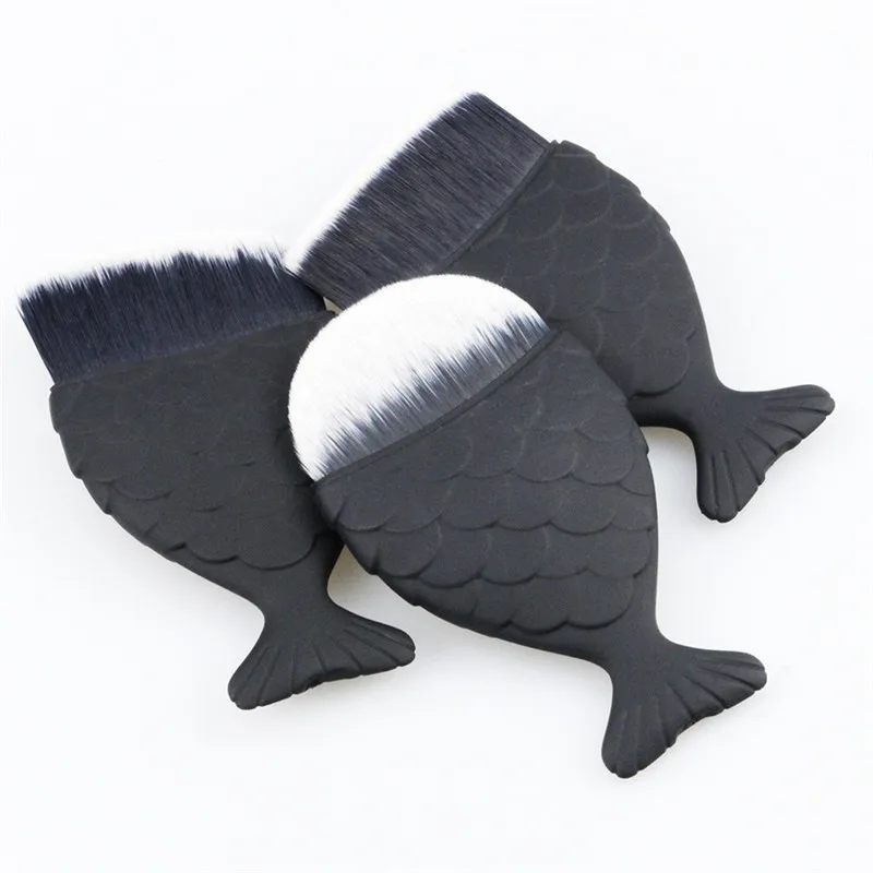 B 3pcs Fish Tail Diamond Mermaid Makeup Brushes Set Foundation Powder Blush Contour Face Brush Cosmetic Tool With Brush Cover 20 - Handle Color: B