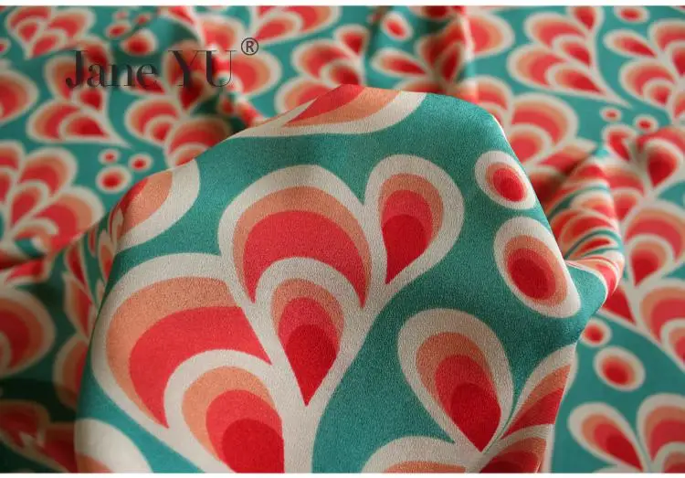 Новое высококачественное шифоновое платье с принтом из крепа и крепа-хвоста