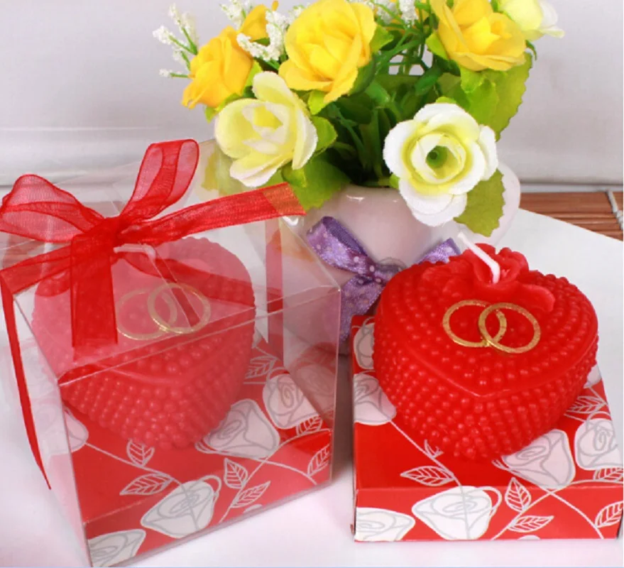 Свечи в форме сердца с красным/розовым жемчугом 10 шт.|heart rose|gift favorgift gifts |