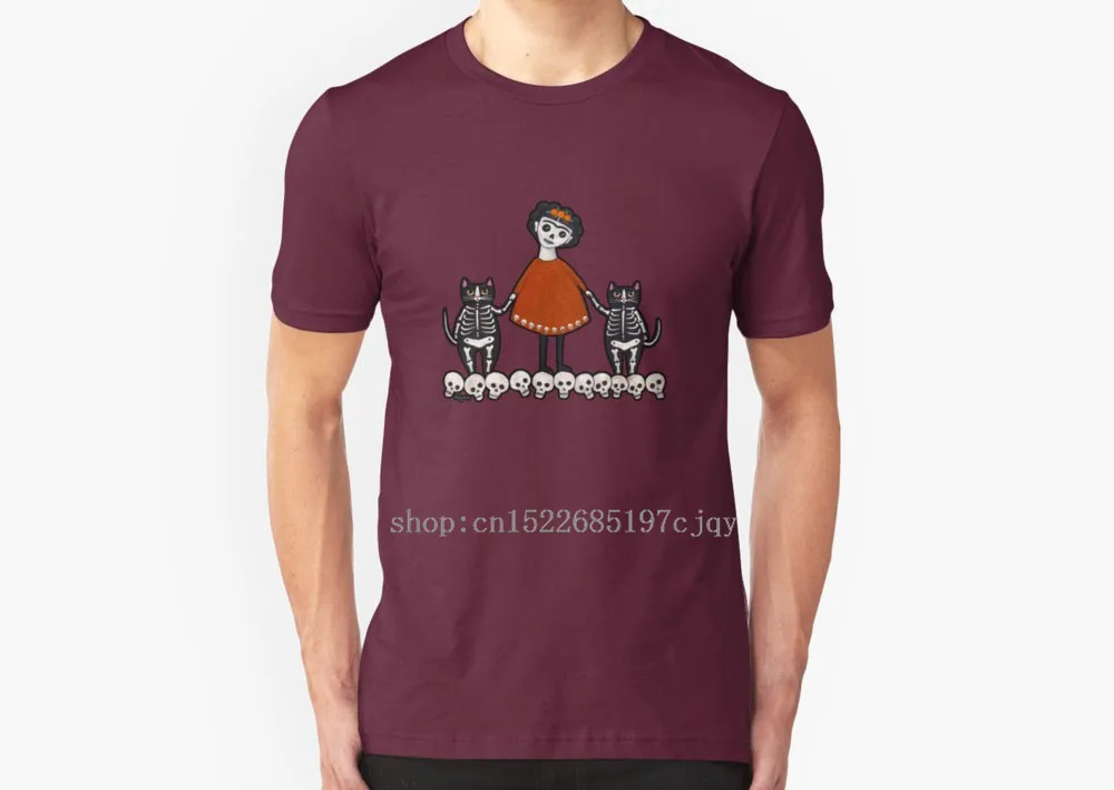 Новый Frida и ее Skellie кошки Для мужчин хлопковая футболка с короткими рукавами