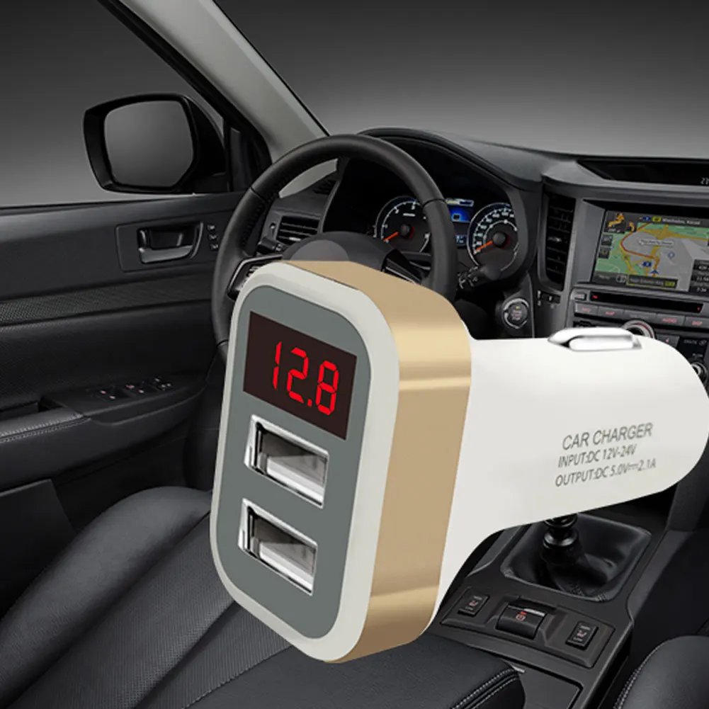 Автомобильный прикуриватель power Dual USB адаптер питания с экраном
