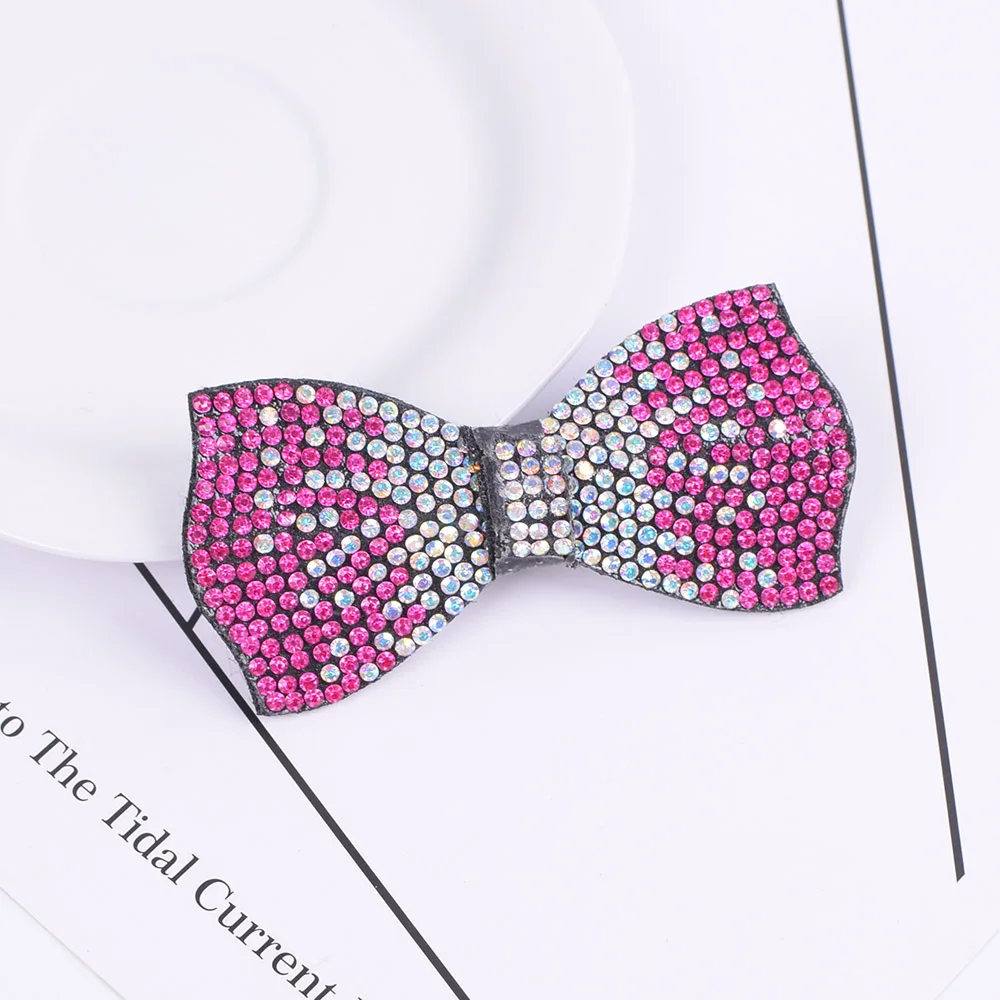 Украшение для волос Rhinestone Hair Bow Clips Accessories Bohemia Black Fabric Barrettes Headwear Girls Hairpin Band For Women On - Бантик для волос с камнями Райнстоун, аксессуары, барретки из черной бохемской ткани, головные уборы для девочек, заколки д