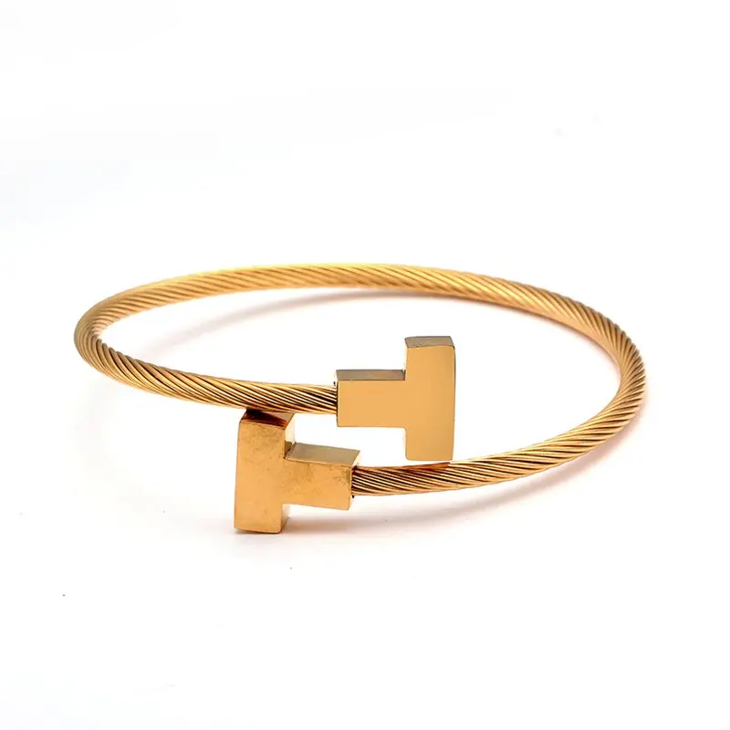 Gold Color Классический бренд браслет цепочка из нержавеющей стали спортивные браслеты простой Роскошный кулон манжета Серебряный браслет для мужчин и женщин ювелирные изделия - Окраска металла: Gold Color