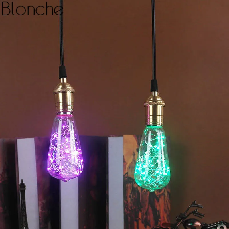 Винтажная Светодиодная лампа E27 ночной Светильник RGB гирлянда Эдисона