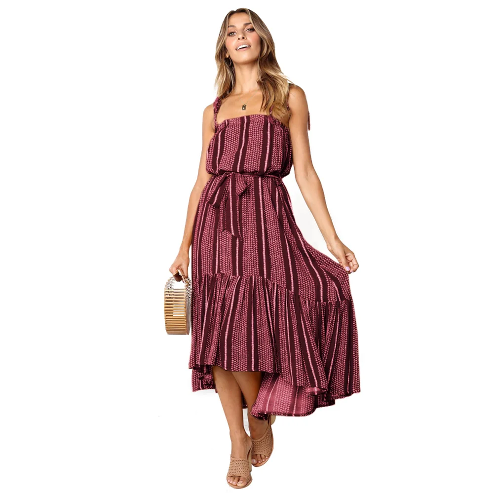 Fashion Summer Sleeveless Beach Sexy Spaghetti Strap Long Irregular Hem Maxi Floral Printed Women Dress Elegant Cocktail Party | Женская