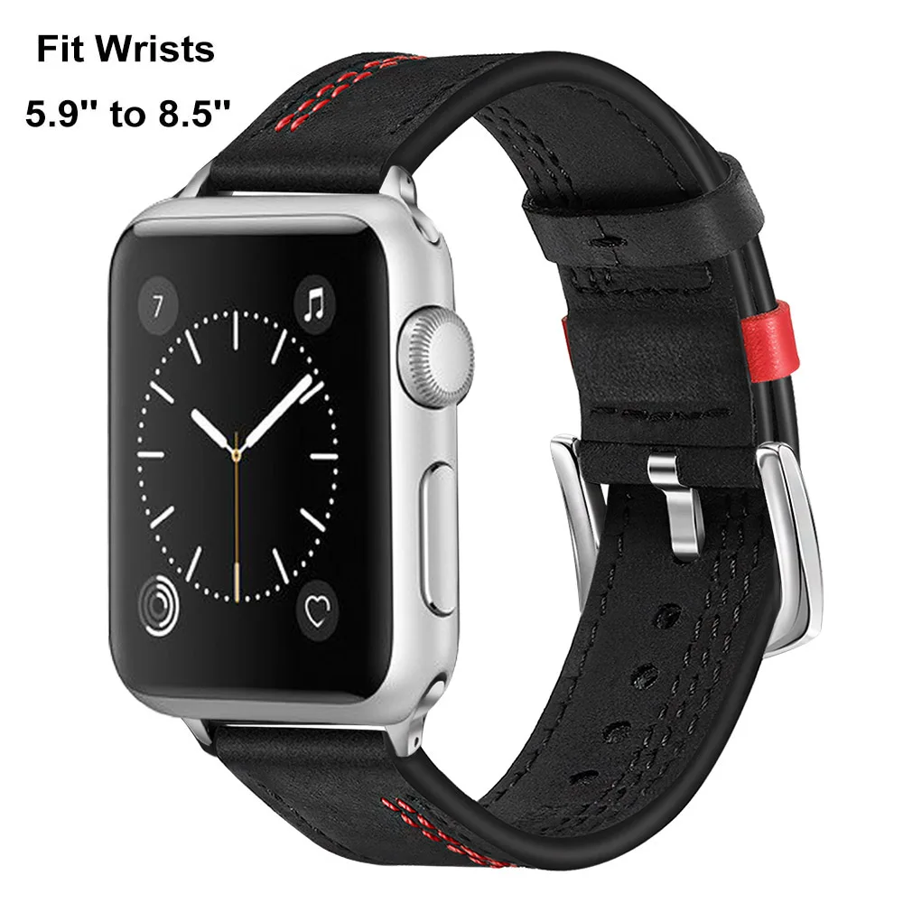 Итальянский ремешок для часов из натуральной телячьей кожи для Apple Watch iWatch 5 4 3 2 1 38/40/42/44 мм, ремешок в стиле ретро, стальной браслет с застежкой