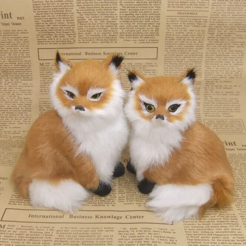

a pair of Simulation yellow fox toys polyethylene&furs sitting fox models gift y0296
