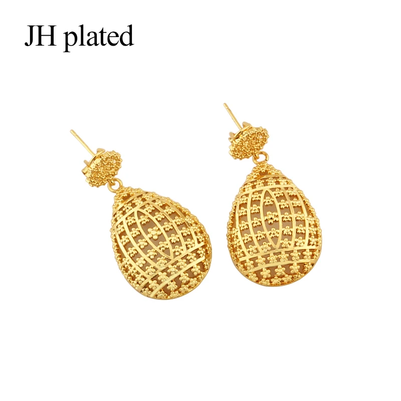 JHplated African Ethiopia Fashion gold color jewelry sets women best gifts Party wedding Necklace and Earrings 45cm Pendant | Украшения и