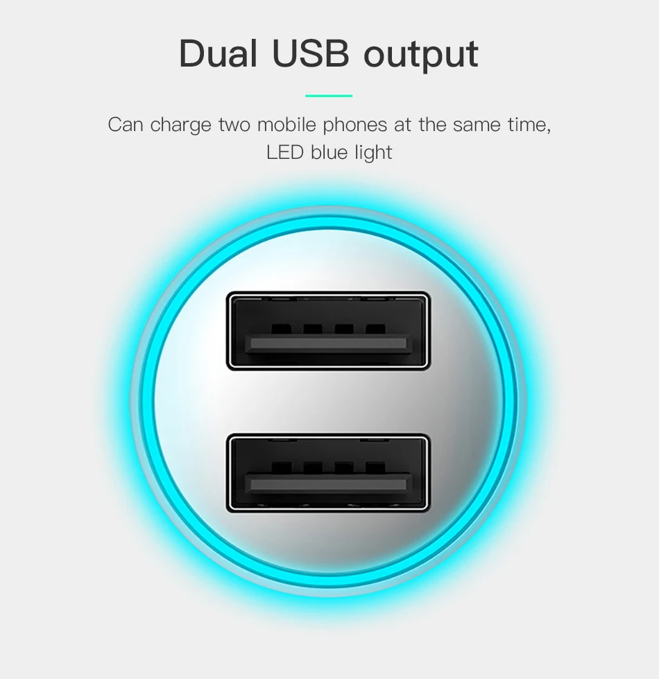 ACCEZZ Mini Dual USB Автомобильное зарядное устройство для Apple iPhone X 8 7 6 6s huawei Xiaomi samsung Быстрая зарядка светодиодный дисплей автомобильное зарядное устройство для телефона