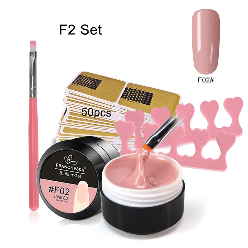 F2 Set Francheska 15 мл строительный гель набор для наращивания ногтей Удлинительный УФ-гель лак формы для наращивания ногтей лак для ногтей - Цвет: F2 Set