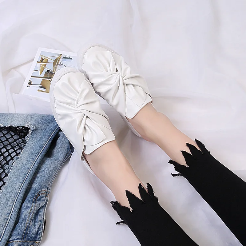 Женские кроссовки из YD EVER кожи модная повседневная обувь с бантом сезон весна